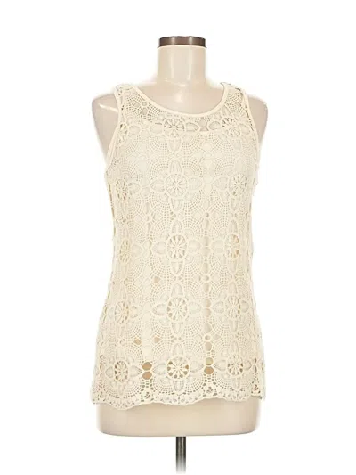 Pre-owned Willi Smith Sleeveless Top Ivory Keyhole Neckline Tops In White