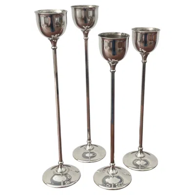 Pre-owned William Adams 1970's  Silver Plate Tulip Shape Candle Holders, Italy