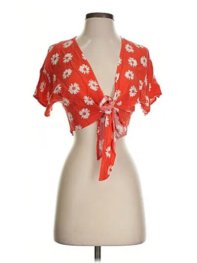 Pre-owned William B Short Sleeve Blouse In Red