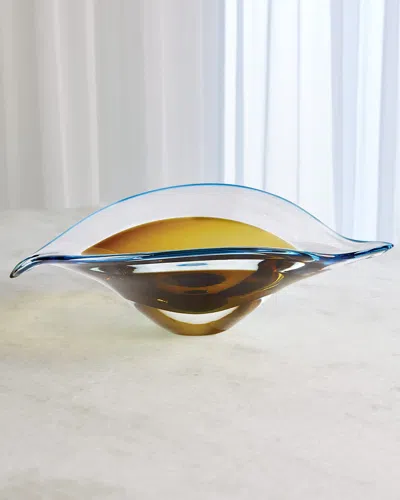 William D Scott Bent Leaf Bowl - Large In Blue/amber