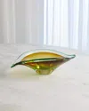 William D Scott Bent Leaf Bowl - Small In Aqua/amber
