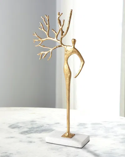 William D Scott Branch Man Sculpture In Gold Leaf