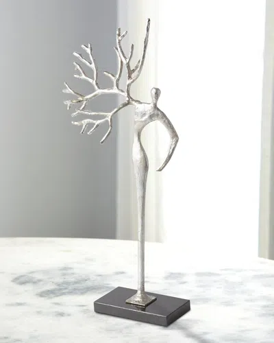 William D Scott Branch Man Sculpture In Silver Leaf