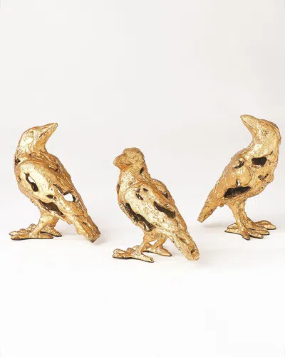 William D Scott Deconstructed Birds Sculptures, Set Of 3 In Gold Leaf