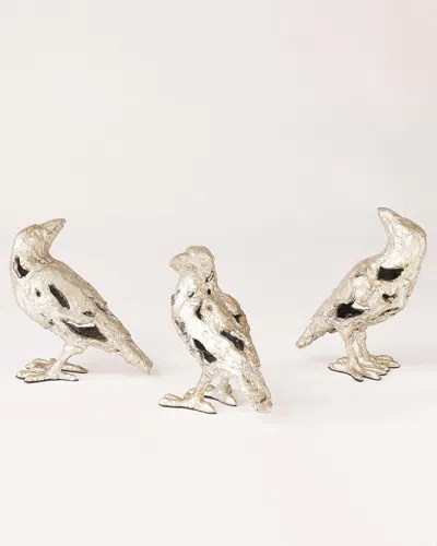 William D Scott Deconstructed Birds Sculptures, Set Of 3 In Silver Leaf