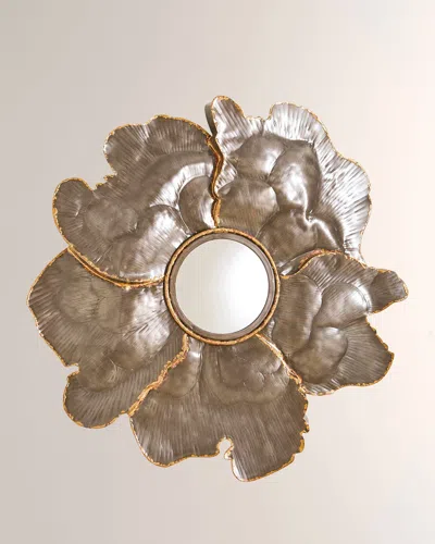 William D Scott Flower Wall Mirror - Small In Light Gunmetal