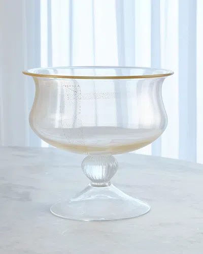 William D. Scott For Global Views Granilla Pedestal Bowl - Large In Gold