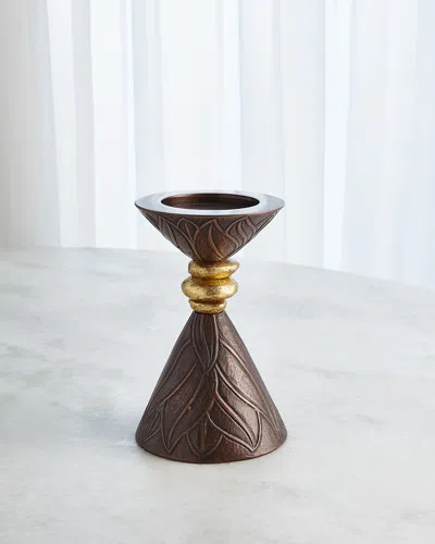 William D. Scott For Global Views Medium Leaf Candle Holder In Brown