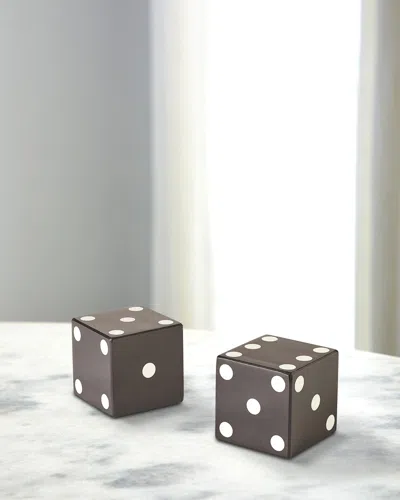 William D. Scott For Global Views Pair Of Decorative Dice - Large In Gray