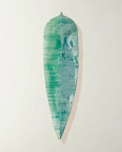 William D Scott Glass Wall Leaf Decor In Blue/green