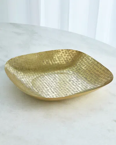 William D Scott Hammered Square Bowl In Brass