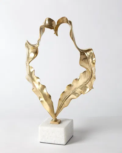 William D Scott Large Brass Leaf Sculpture In Gold