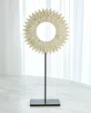 William D Scott Large Three Layer Bone Sunburst Mounted Ring Sculpture In White
