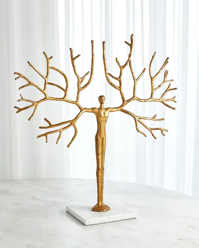 William D Scott Large Tree Man Sculpture In Gold