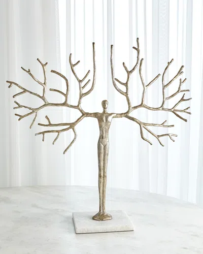 William D Scott Large Tree Man Sculpture In Silver