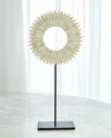 William D Scott Large Two Layer Bone Sunburst Mounted Ring Sculpture In White