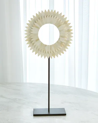 William D Scott Large Two Layer Bone Sunburst Mounted Ring Sculpture In White