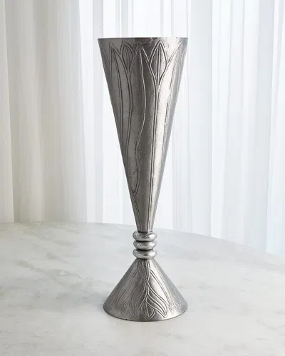William D Scott Leaf Vase - Large In Nickel
