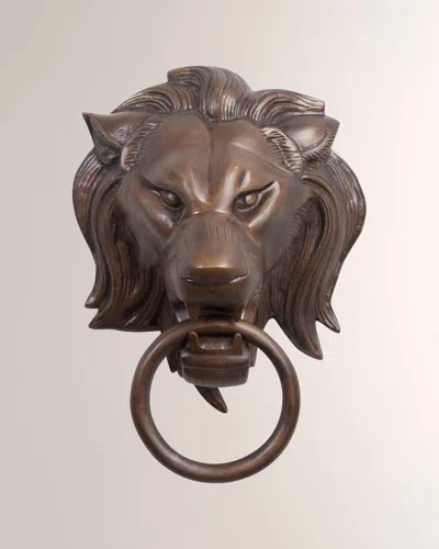 William D Scott Lion Head Door Knocker In Antique Brass
