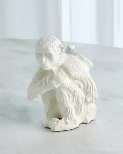 William D Scott Monkey Sculpture In Matte White