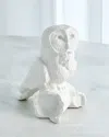 William D Scott Owl On Branch Sculpture In Matte White