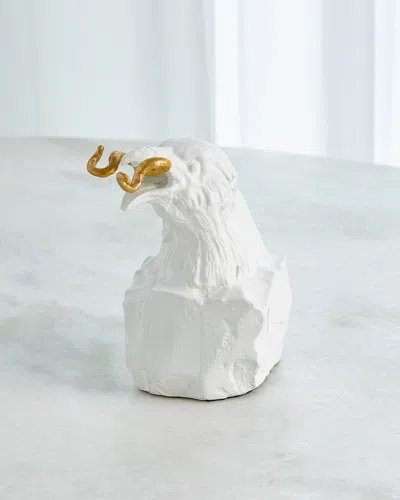 William D Scott Raven With Worm Sculpture In Matte White