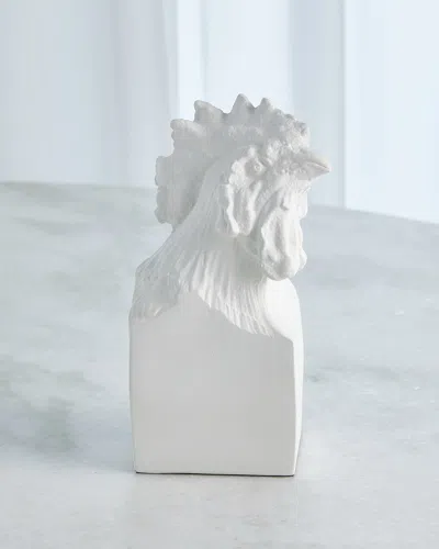 William D Scott Rooster Head Sculpture In Matte White