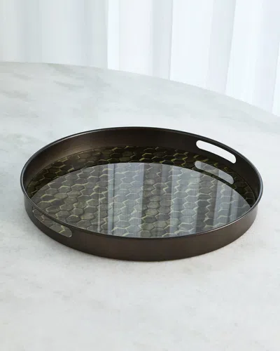 William D Scott Screen Printed Small Round Tray In Black