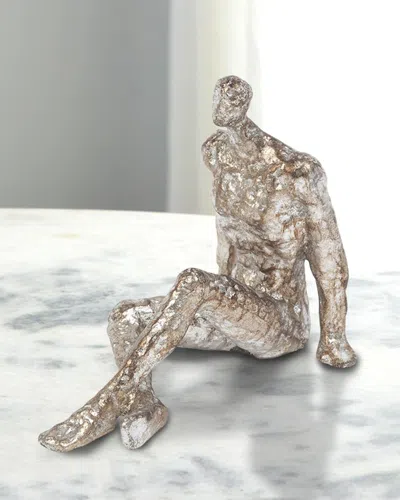 William D Scott Sitting With Legs Crossed Sculpture In Silver Leaf