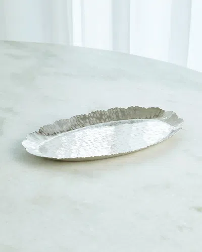 William D Scott Small Hammered Oval Tray In Nickel