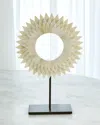 William D Scott Small Three Layer Bone Sunburst Mounted Ring Sculpture In White