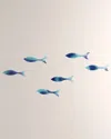 William D Scott Small Wall Fish, Set Of 6 In Blue