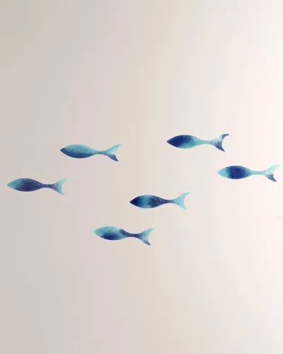 William D Scott Small Wall Fish, Set Of 6 In Blue