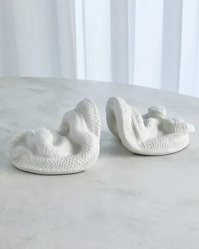 William D Scott Snake Bookends In Matte White