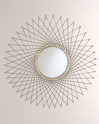 William D Scott Spokes Mirror With Ball Points In Natural Iron