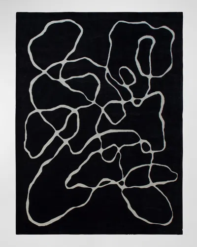 William D Scott Squiggle Hand-tufted Rug, 8' X 10' In Black/ivory