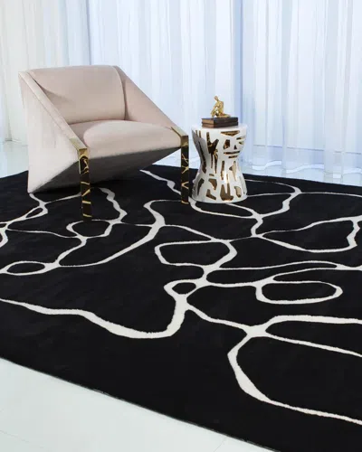 William D Scott Squiggle Hand-tufted Rug, 9' X 12' In Black/ivory