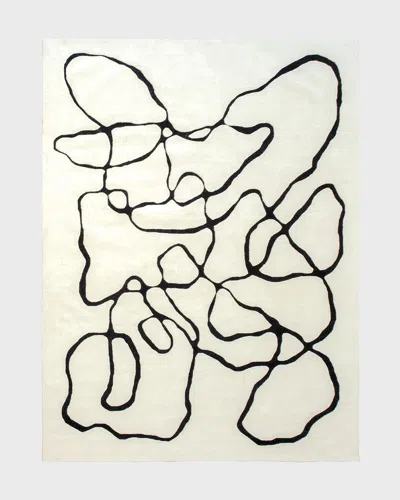 William D Scott Squiggle Hand-tufted Rug, 9' X 12' In Ivory/black