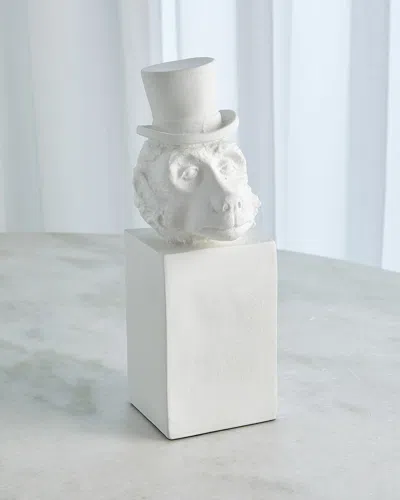 William D Scott Top Hat Monkey Sculpture In Matte White