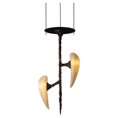 Pre-owned William Guillon Lv-426 Vertical 2 Diffusers Pendant In Patinated Cast Bronze By  In Gold