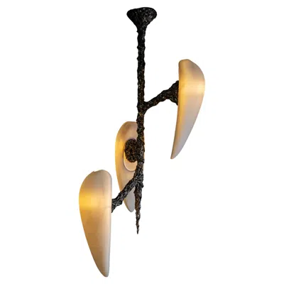 Pre-owned William Guillon Lv-426 Vertical 3 Diffusers Pendant In Patinated Cast Bronze By  In Gold