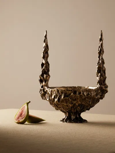 William Guillon Omnia Vanitas Hand-sculpted Bronze Bowl In Brown