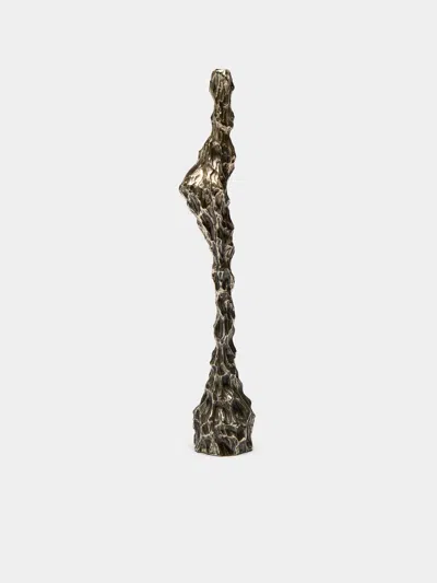 William Guillon Omnia Vanitas Hand-sculpted Bronze Candle Holder In Gray