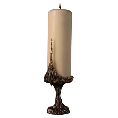 Pre-owned William Guillon Omnia Vanitas Vanité 37 Candelabra In Patinated Cast Bronze By  In Gold