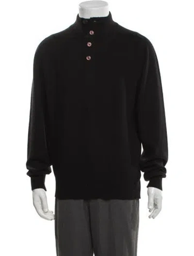 Pre-owned William Lockie Wool Mock Neck Pullover In Black