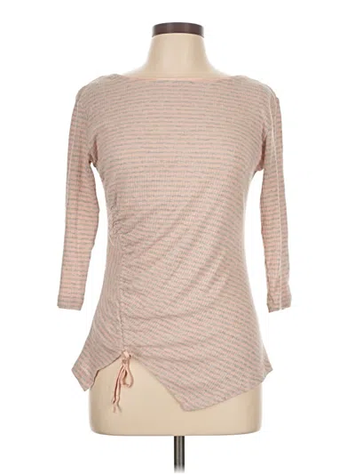 Pre-owned William Rast 3/4 Sleeve Top Tan Boatneck Tops In Brown