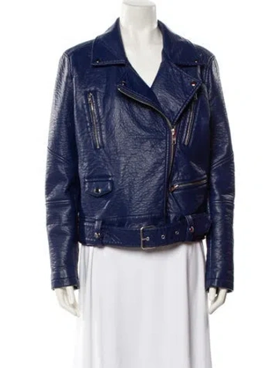 Pre-owned William Rast Biker Jacket In Blue