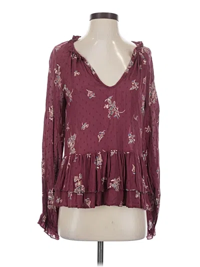 Pre-owned William Rast Long Sleeve Blouse In Burgundy