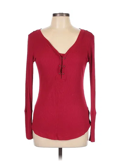 Pre-owned William Rast Long Sleeve Top Red Sweetheart Neckline Tops