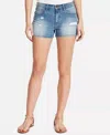 William Rast Pop High Rise Ripped Denim Jean Shorts In Blue In Blue